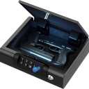 Biometric Gun Safe for Pistols 3-Ways unlock Fingerprint Digital PIN Key Unlock Handgun Safe with Sound, Lock box for Cloakroom living room Bedroom Nightstand and Car BILLCONCH