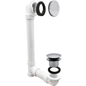 Westbrass 493244H-26 14" Sch. 40 PVC Bath Waste & Overflow Assembly with Illusionary Faceplate and Tip-Toe Drain Plug, Polished Chrome