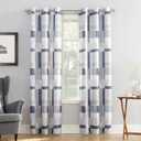No. 918 Blockade Geometric Blocks Semi-Sheer Grommet Curtain Panel, 40" x 84, Navy