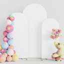 Putros Wedding Arch Cover 4FT, 5FT, 6FT White Spandex Fitted Round Top Chiara Backdrop Stand Covers 3 Set for Wedding Birthday Party Decoration