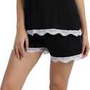 Women's Cotton Pjs Pajamas Sleeveless Baby Doll Pajamas Tank Tops and Shorts (Black)