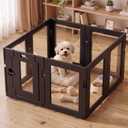 Clear Acrylic Dog Playpen Indoor, Black, 24" H, 8 Panels