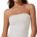 QINSEN Women's Tube Tops Strapless Bandeau Tops Double Lined Slim Fit Summer Going Out Tank Tops (White, XS)