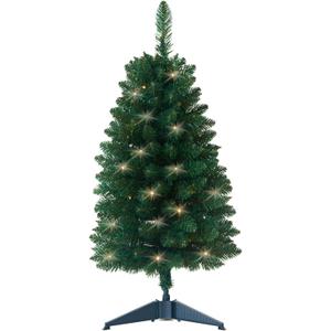 Pre-Lit Artificial Christmas Tree 3Ft, Battery Operated Desktop Xmas Tree with 50 LED 160 Branch Tips Mini Christmas Tree Decoration Indoor Outdoor (Green)