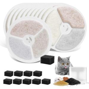 10 Pack Replacement Filters Compatible with Solo 2/Solo SE, E versweet 2S/3/3 Pro, Triple-Layer Cotton Filter with Activated Carbon, Ion-Exchange Resin and Pump Sponge, High-Efficiency