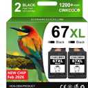 67XL Replacement for Hp 67xl Black Ink Cartridge Works for HP DeskJet 2755e 2700 2855e 2800 4155e 4255e 2755 2852e Envy 6055e 6000 6455e (2 Black)