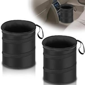 ecocstm 2 PCS Car Trash Can, Collapsible Pop-up Car Garbages Can, Car Accessories Portable Garbage Bin with Elastic Band, Waterproof Small Garbage Can for Back Seat Front Seat, for Outdoor Traveling