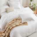 CozyLux Full Size Comforter Sets with Sheets 7 Pieces, White Seersucker Bed in a Bag Textured Luxury Soft Bedding Set with Down Alternative Comforter, Sheets, Pillowcases & Shams for All Seasons