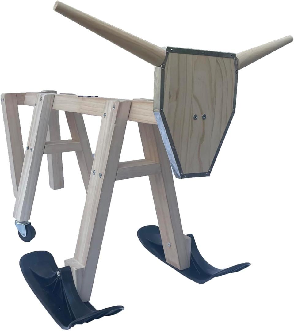 Sliding Wooden Steer Calf Roping Dummy Cattle Wood Frame for Junior Roper Practice Version 2