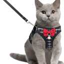 Cat Leash and Harness Set,Breathable Dog Harness,Pet Harness,Adjustable Mesh cat Harness and Leash Escape Proof for Puppy Cat Rabbit (Black, M)