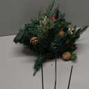 Glintoper Lighted Artificial Christmas Urn Filler, Pre-lit Xmas Pine Trees with Cones, Golden & Red Berries, Tripod Stake and 60 LED Lights, Outdoor Light Up Planter Filler Holiday Home Decor, 2 Pack