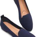 BABUDOG Women's Sparkly Flats Shoes Shiny Mesh Loafers Shoes Soft Memory Foam Flats (10, Navy)