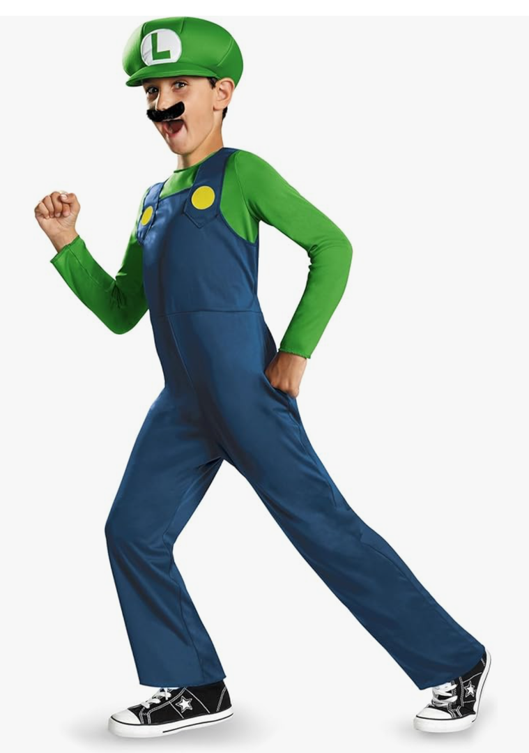 Disguise Nintendo Luigi Costume for Kids, Officially Licensed Super Mario Brothers Boys Costume. size 4-6