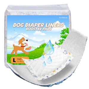 FurVeluxia Dog Diaper Liners 160ct, Disposable Dog Diaper Pads Liner Female and Male Super Absorbent Doggie Period Diaper Inserts fit Most Puppy Diapers,Belly Band(Long), M/L
