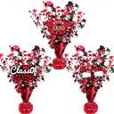 3 Pcs Graduation Table Centerpieces - Balloon Weight Centerpieces Blue Glitter Foil Graduate Cap Centerpieces for 2026 Graduation Party Table Decorations (red)