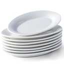 XINLTC 8 Inch Ceramic Appetizer Plates Oval, Porcelain Dessert Plates, Small Salad Plates Set, Small White Serving Plates for Salad, Appetizer, Snack, Sushi, Microwave, Dishwasher Safe, Set of 8