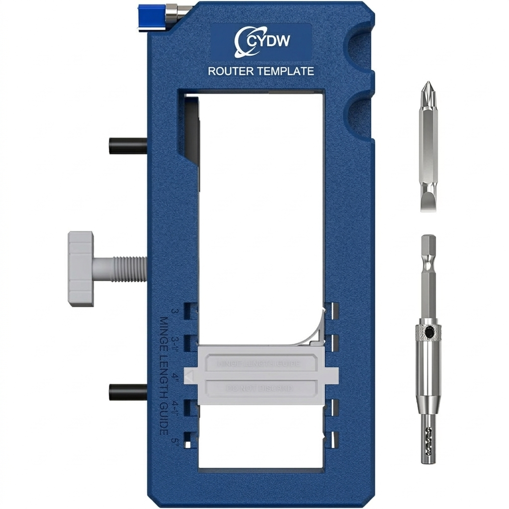 Door Hinge Jig, Door Hinge Mortiser, Router Template Fits for Door Hinges Kit Fits 3 to 5 Length and 1/4 or 5/8 Thickness, Blue