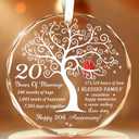 20th Wedding Anniversary Ornament - Gift for 20th Anniversary - 20 Milestone Gift Idea for Couple - Valentine Gift for Wife, Husband - Happy 20th Anniversary Glass Ornaments
