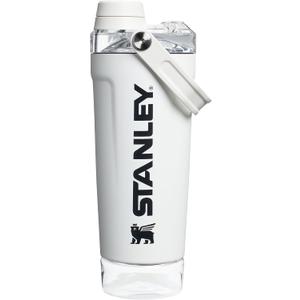 STANLEY Vitalize Shaker Bottle 20 oz | Leakproof Insulated Stainless Steel Shaker Cup | Base Storage and Twist On Fast Flow Lid | Protein Shakes and Pre Workout Powder | BPA-Free | Chalk