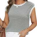 CiCiBird Women Summer Cap Sleeve Sweaters Knit Crew Neck Pullover Tank Tops 2025 Casual Trendy Shirt (XL)
