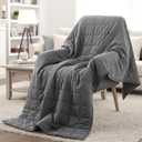 Weighted Blanket 15 lb, 48" x 72" Twin Size Cooling Cotton Machine Washable, Grey-48"x72" 15LB