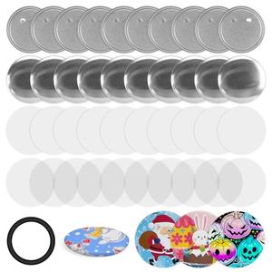 100 Pieces 75 mm 3 Inch Blank Button Maker Supplies for Button Maker Machine Round Badge Pin Button Parts, Includes Metal Button Pin Back Cover, Metal Shell, Clear Film, Gasket, Blank Paper
