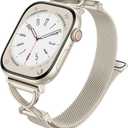 Slim Band Compatible with Apple Watch Bands for Women 41mm 40mm 42mm 38mm,Stainless Steel Magnetic Clasp Strap Wristband for iWatch Series 11 10,Starlight