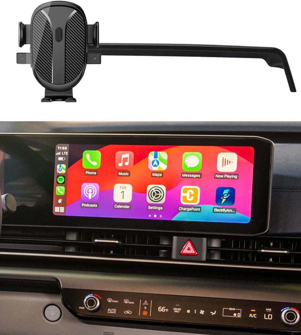 Phone Holder Mount for Kia Carnival Accessories 2025 2026 Navigation Screen Car Cell Phone Mount for Kia Carnival LX LXS EX SX Prestige Smartphones Interior 360 Degree Rotation(with 12.3-Inch Screen)