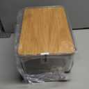 Hudgan Breadbox for Kitchen Countertop, Bread Storage Container with Bamboo Lid for Homemade Bread,Toast, Bagel, Donut, Cookies and Baguette, Large Corner Breadbox Keeper for Muffin