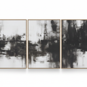 Framed Black and White Modern Abstract Wall Art, 3 Piece Canvas Prints Paintings Artwork for Walls, Minimalist Black White Grey Pictures for Living Room Dining Room Bedroom Office Wall Decor 16x24 In