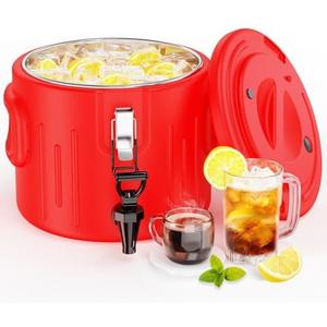 Insulated Beverage Dispenser 2 Gallon - [Stainless Steel Interior] [Hot &Cold Versatile] Hot Drink Dispenser with Spout, Portable Water Cooler Jug for Outdoors Camping Party Sports