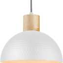 ELYONA 12" Hammered Pendant Light, Metal Dome Hanging Lamp Modern Solid Wood Pendant Light Fixtures for Kitchen Island, Farmhouse, Dining Room, Sink, Bedroom, Hallway, Nordic White