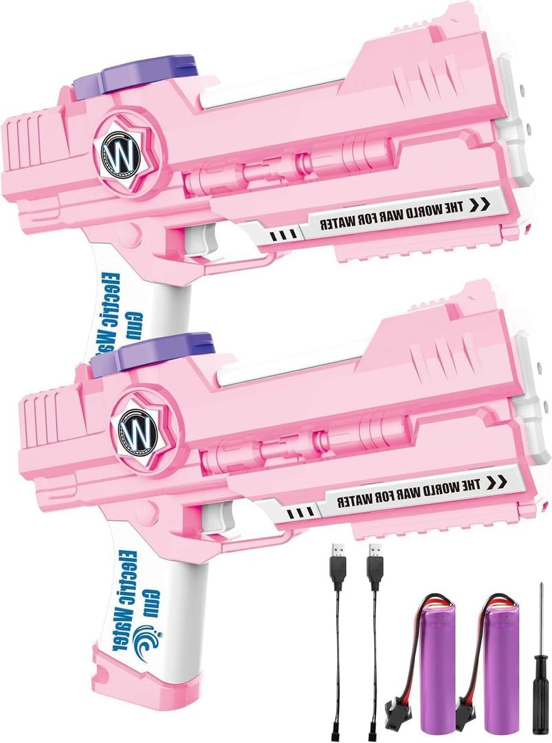 2 PCS Electric Water Gun, Ultimate Battle Blaster Water Guns with Dual Nozzles High Capacity Automatic Squirt Guns Summer Outdoor Beach Swimming Pool Party Toy for Adult Kids