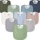 Susurration Muslin Baby Drool Bibs 10Pack Soft Square Adjustable Bandana Bibs for Unisex Baby Girls & Boys