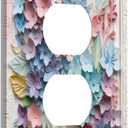 Decorative Art Light Switch Covers Macaron Hues Flowers 1 Gang Single Duplex Outlet Wall Plate Switchplate Electrical Faceplate for Home Decor