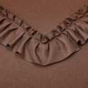Dark Terracotta Ruffle Curtains 63 Inch Length, 2 Panels, W47 x L63 Inch, Linen Textured Rust Colored Farmhouse Scalloped Curtains for Bedroom, Rod Pocket Light Filtering Semi-Sheer Flowy Boho Curtain