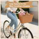Bike Basket Front, Large Wicker Baskets for Bike, Hand-Woven Bicycle Basket with Iron Framework, Detachable Front Handlebar Bike Basket