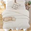 ROSGONIA Queen Comforter Set Ivory, 3pcs(1 Boho Ivory Comforter & 2 Pillowcases) All Season Soft Bedding Lightweight Bedspread Blanket Quilt Bed