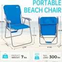 #WEJOY Folding Beach Chair for Adults, Lightweight Beach Chair with Shoulder Straps, High Back Camping Chairs with Hard Armrest, Supports 300lbs for Outdoor Lawn Concert