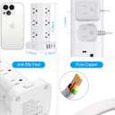 Power Strip Tower with Multiple Outlets, Flat Plug Surge Protector Tower Extension Cord with 12 AC Outlets 4 USB Ports (2 USB C), 6FT Cord Power Tower Surge Protector for Home Office Dorm Room, White
