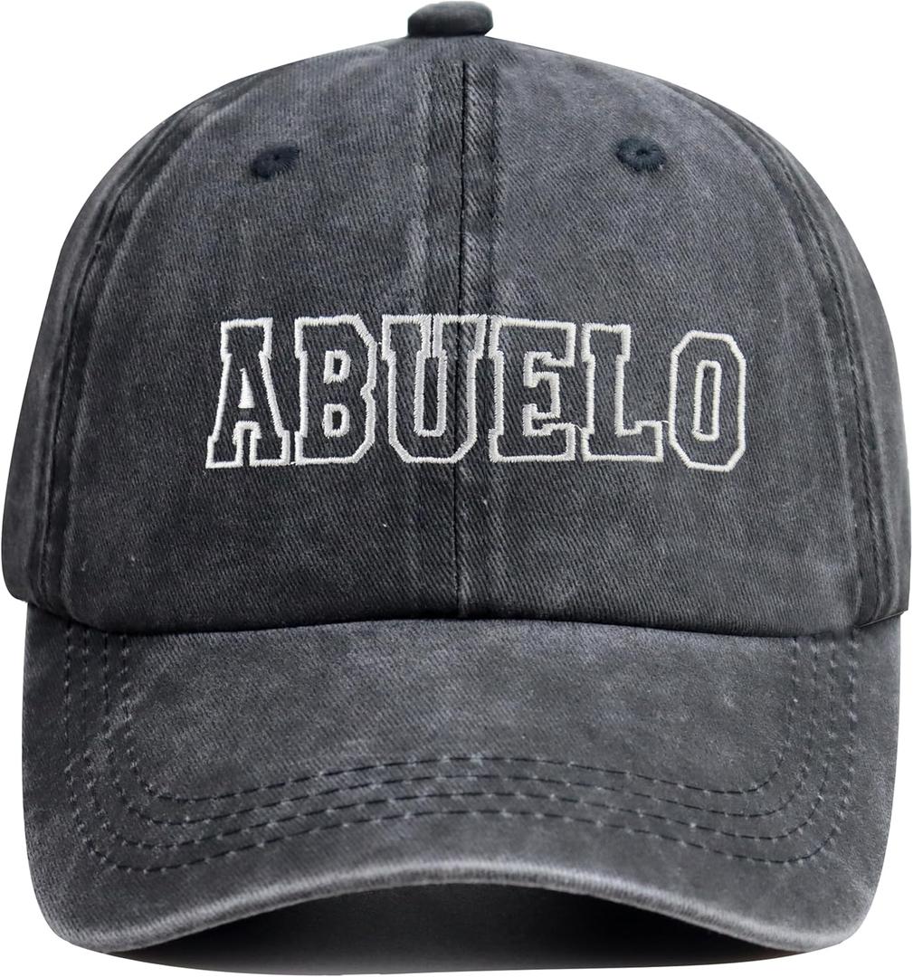 El Mejor Abuelo Del Mundo Hats for Men, Fathers Day Birthday Gifts for Dad Papa, Adjustable Cotton Embroidered World's Best Grandpa Baseball Cap (Gray)