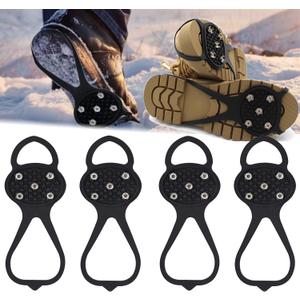 2 Pair Non-Slip Ice Snow Spikes for Walking,Universal Snow Traction Cleats for Shoes,Boot,Durable 5 Steel Ice Shoes Grips