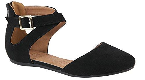 Lovmark Womens Cross Over Ankle Strappy Buckle Closed Toe Ballet
 Size 8