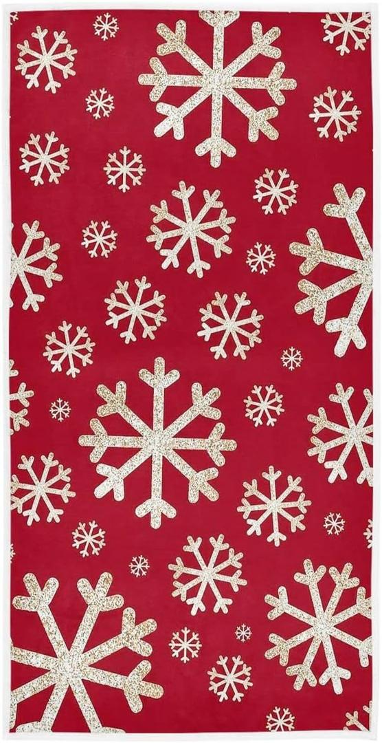 Wamika Winter Snowflake Snow Hand Bath Towel Merry Christmas Tree Red Golden Kitchen Bathroom Faucet Towel Xmas Snowman Fingertip Towel Set Highly Absorbent SPA Gym Guest Shower Towels 16x30 Inch