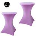 Fhberni 2 Pack 24x43 Inch Lavender Cocktail Tablecloth Spandex Round Fitted Table Cover for Wedding Banquet Event Party