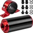 Luney 100 Micron Inline Fuel Filter, Oil Fuel Filter Kit, Automotive Replacement Fuel Filters with 6AN 8AN 10AN Adapter and 50MM Universal Mounting Bracket