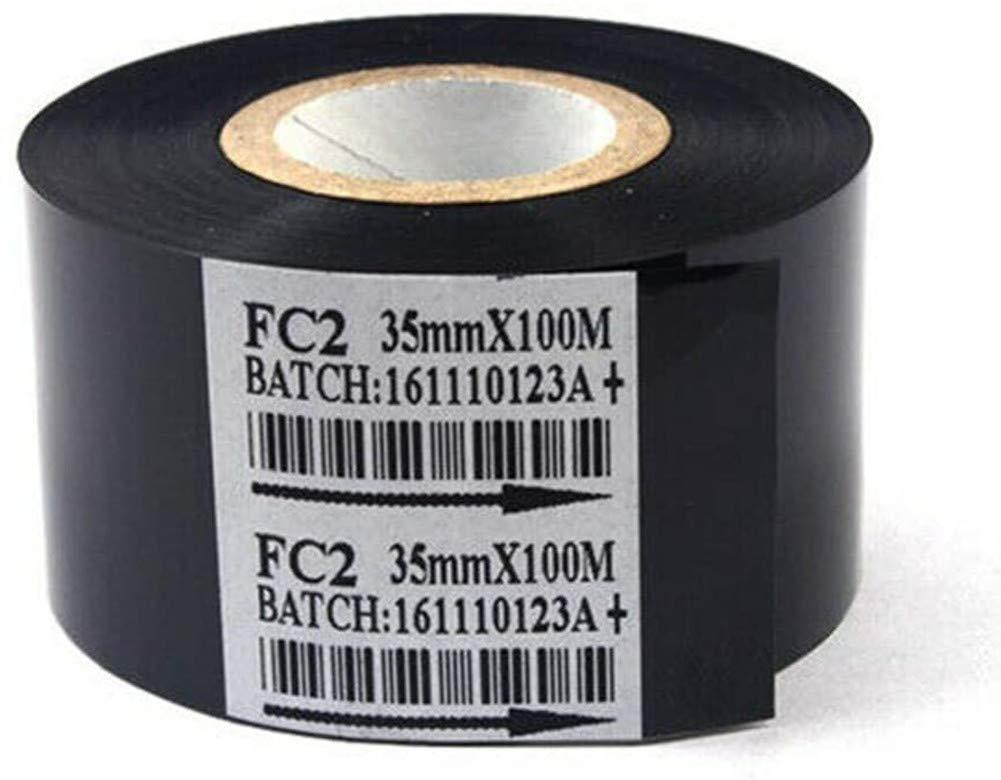 Black 2 Rolls Hot Stamp Ribbon FC2 35mm x 100m Thermal Transfer Ribbon for Coder Printer Machine