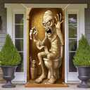 2 x Halloween Welcome Door Cover 71x35 Inch Front Porch Door Banners Decoration for Indoor Decor Fall Party Bathroom Mummy Theme