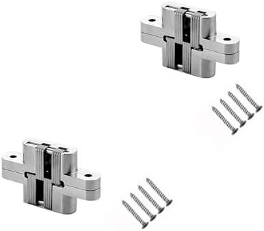 Pack of 2 2pcs Invisible Hinges, Heavy Duty Zinc Alloy,Hidden Door Hinges 180 Degree Cross, Home Aesthetics,Hingesfor,Hingeforcabinet,Cupboard,Wooden Box (2.4)