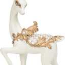 Newman House Studio Standing Reindeer Figurines Christmas-Decor - Christmas Reindeer Decoration Indoor Resin Xmas Deer White & Gold Deer Statue White Farmhouse Decor 7.25 * 4.5 * 15.25 inch